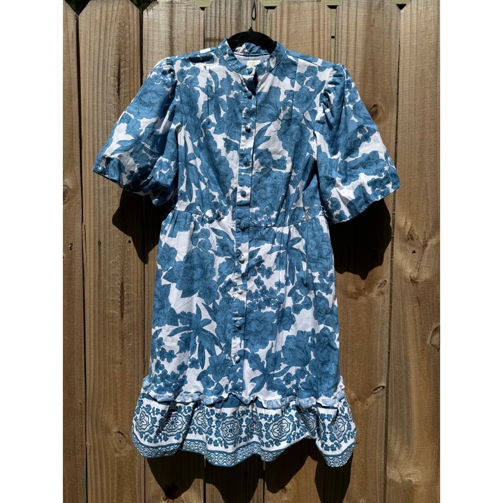 Joie Floral Button Front Puff Sleeve Mini Dress with Pocket Si2e